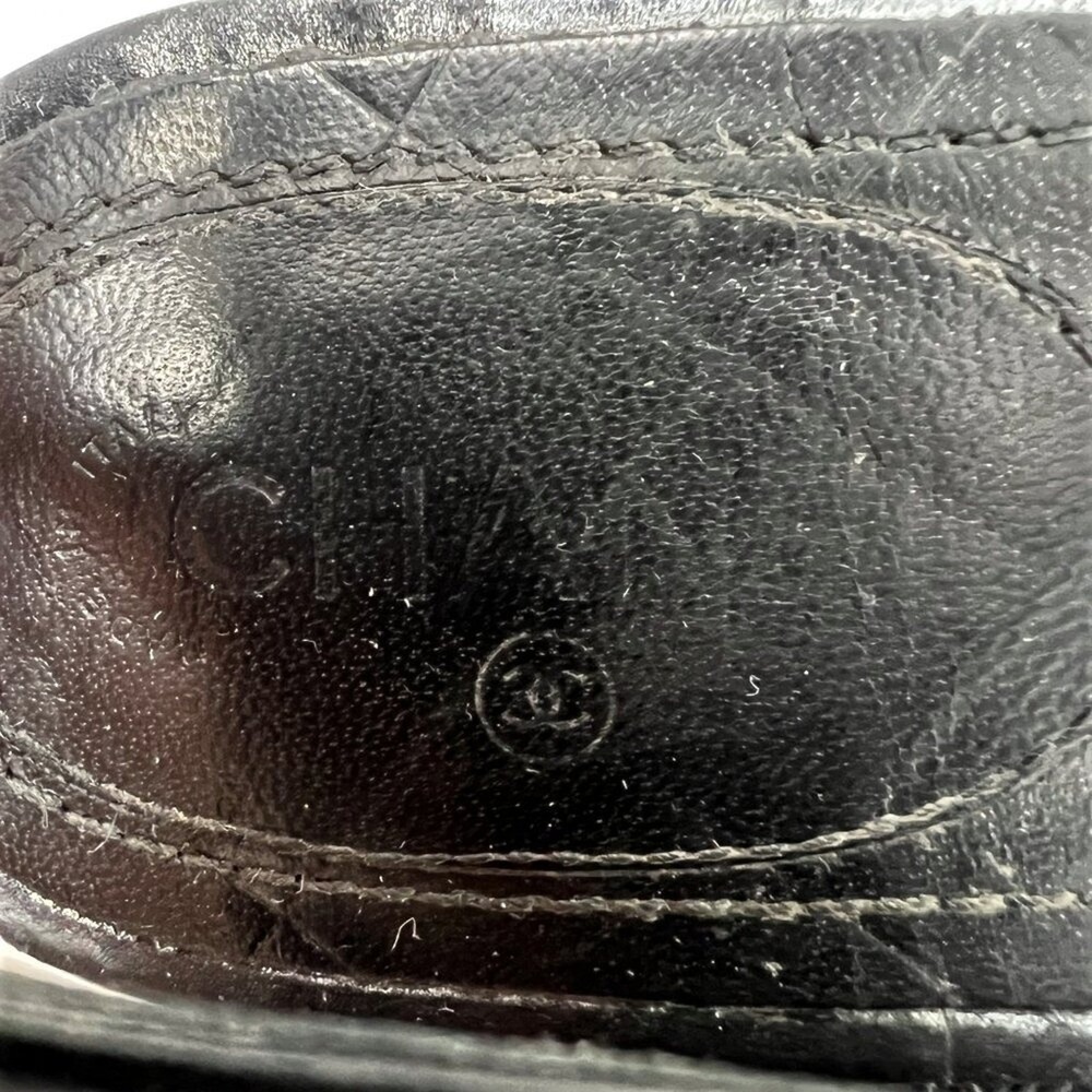 Chanel Black Leather CC Logo Thong Flat Sandals 37.5 Pony Hair - Picture 6 of 9